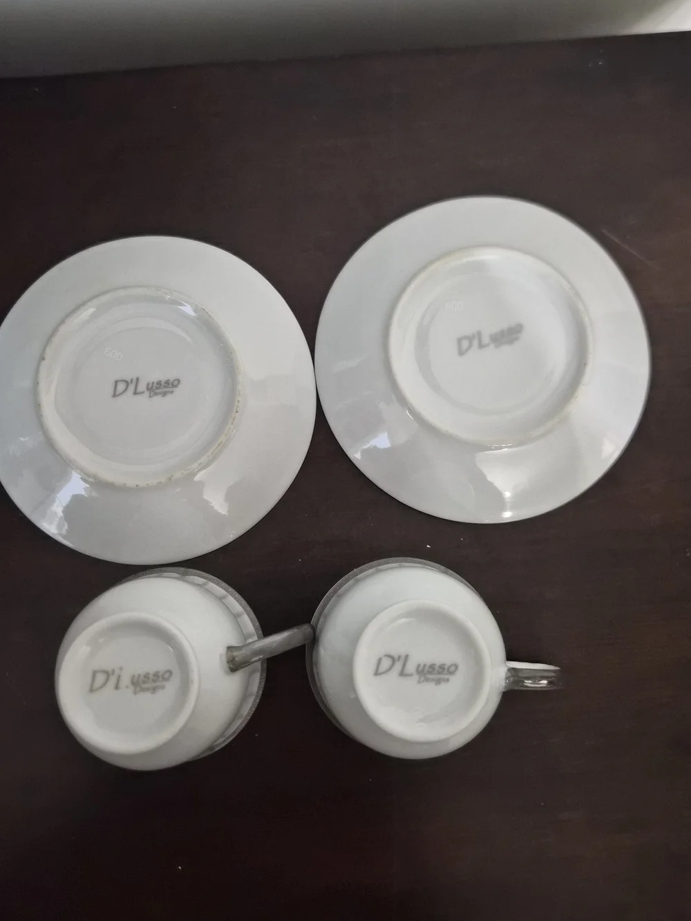 D'Lusso Design Cappuccino Cup & Saucer Set – Set of 2 – White with Silver Trim